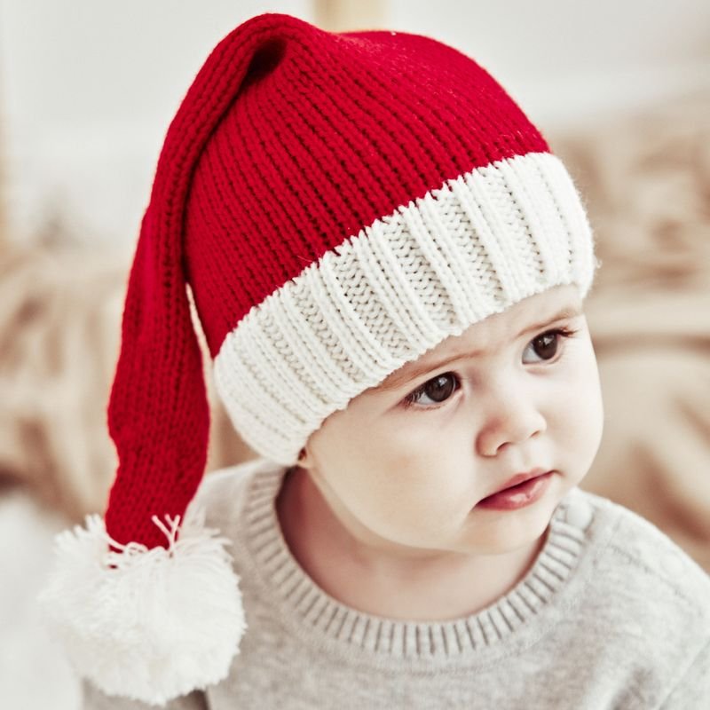 Autumn Winter Fashion Red Christmas Wool Ball Warm Knitted Wool Parent Hat