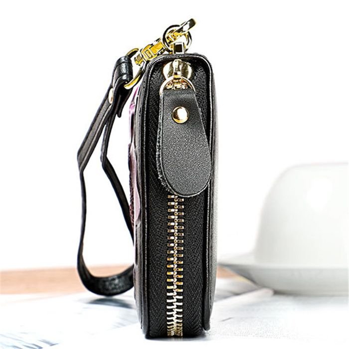 Women Fashion Embossing Decorative Zipper Leather Purse