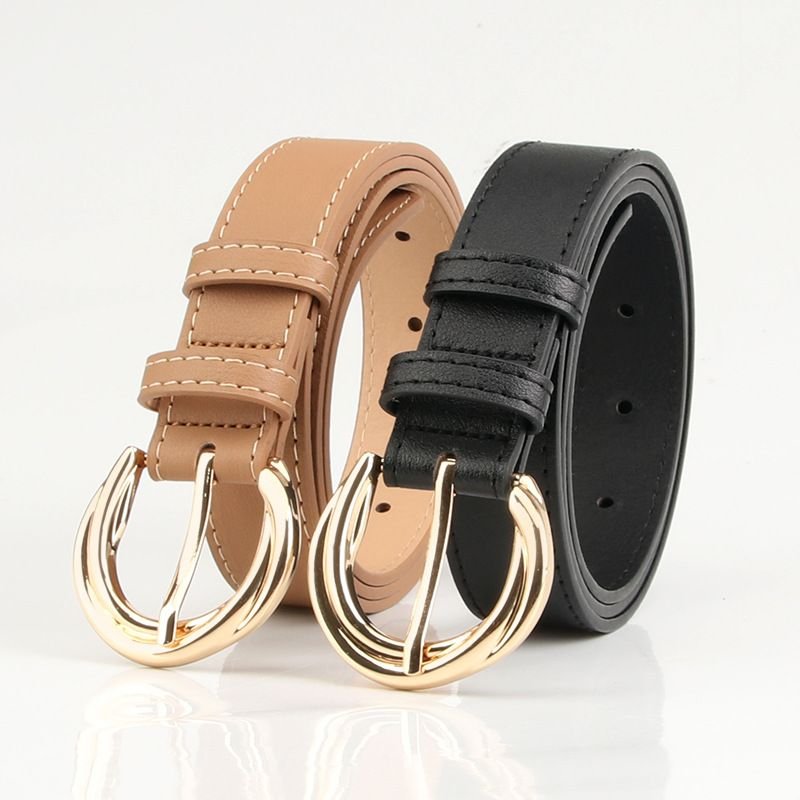 Women Fashion Simple Alloy Pin Buckle PU Belt