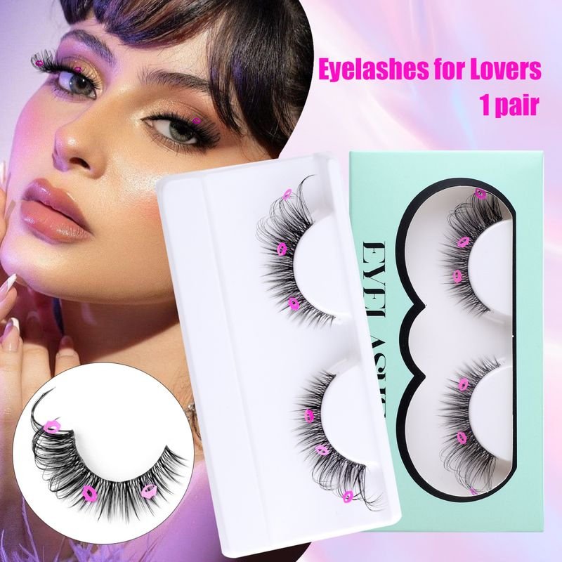 Women Natural Soft Transparent Pedicle Eye Tail Lined Multicolor Sequin False Eyelashes