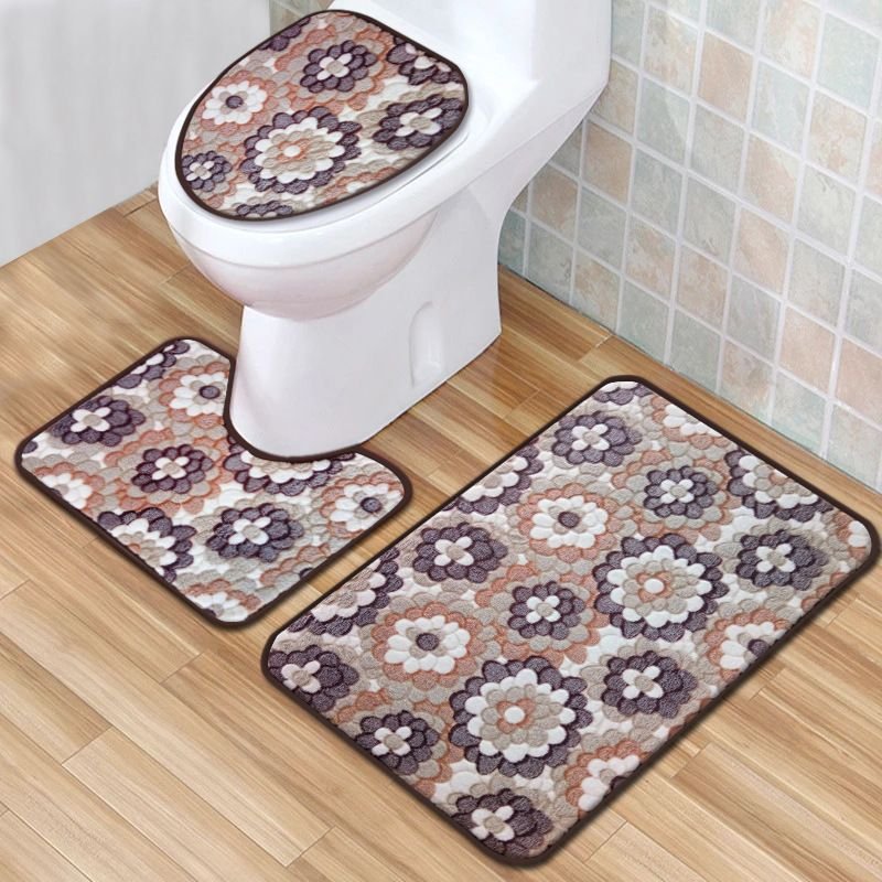 Simple Home Bedroom Bathroom Non-Slip Mat Three-Piece Set