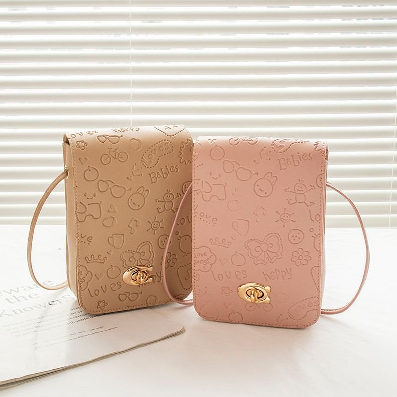 Women Fashion Cartoon Embossed Buckle Crossbody Purses