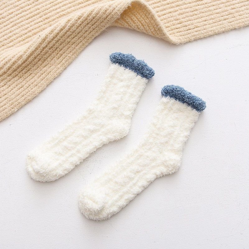 Autumn And Winter Women Fashion Solid Color Thickened Warm Coral Fleece Socks