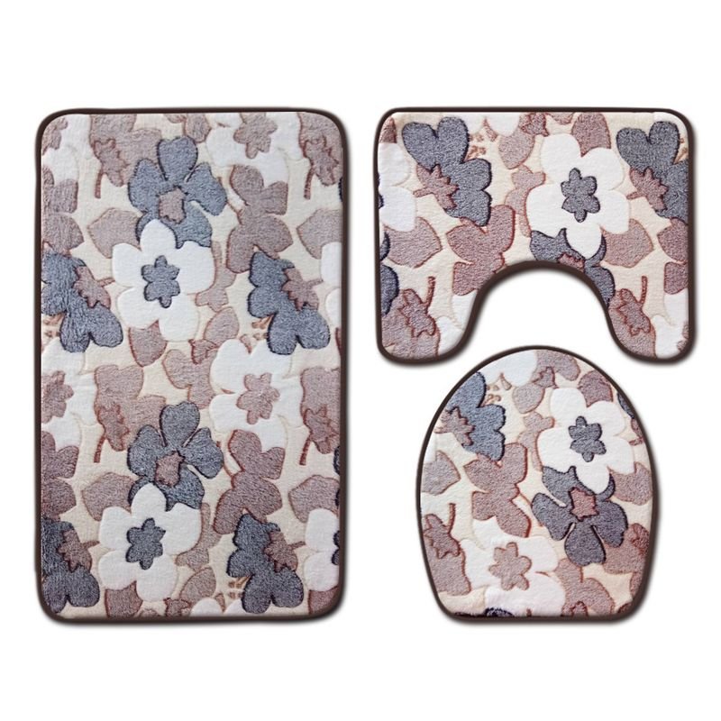 Simple Home Bedroom Bathroom Non-Slip Mat Three-Piece Set