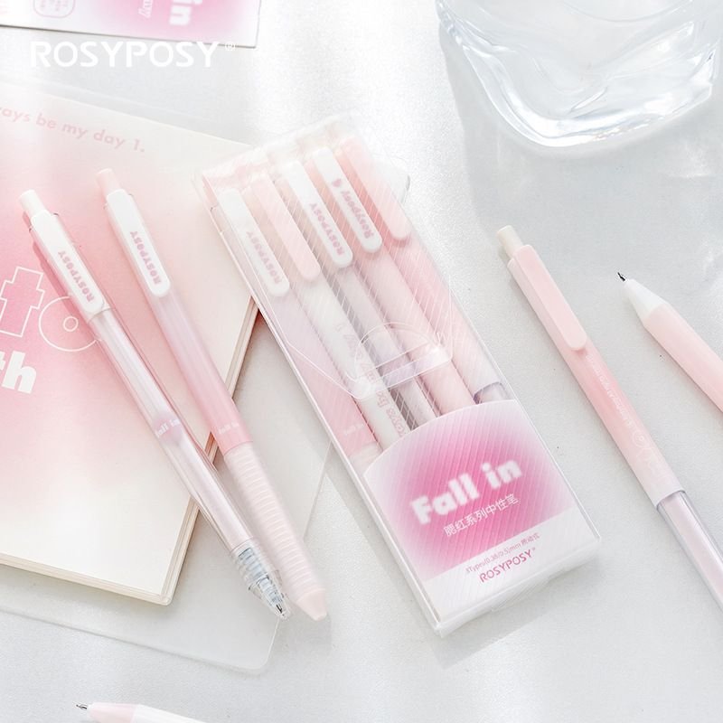 High-Value Transparent Gradient Press Gel Pen 5 Pcs/Set