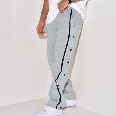 Men Casual Sport Basic Stripe Drawstring Waist Breasted Pants