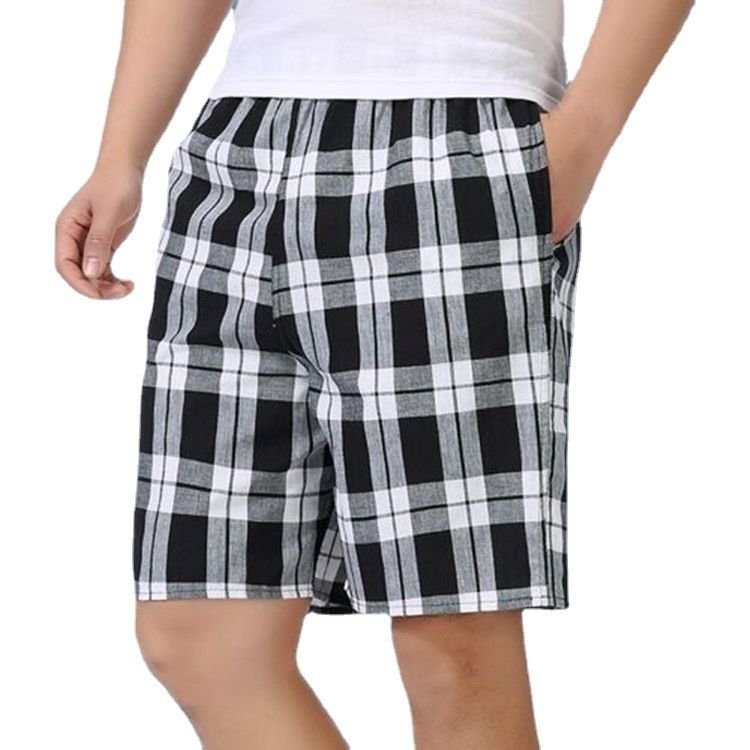 Mens Casual Plaid-Print Beach Shorts