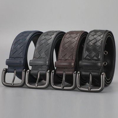 Men Simple Rhomboid Braided Leather Belt