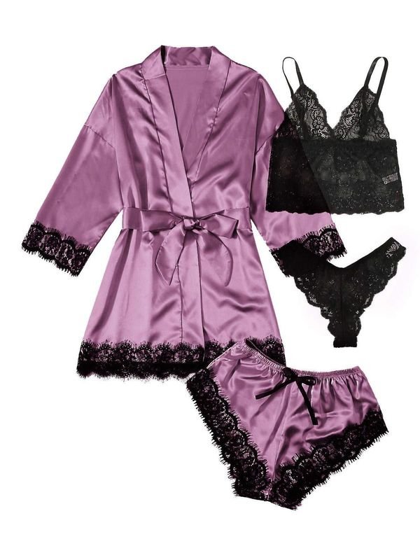 Women Sexy Home Pajamas Four-Piece Set