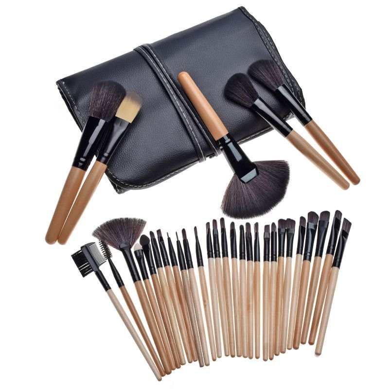 32pcs/set PU Bag Packed Wooden Handle Good Quality Nylon Brushes