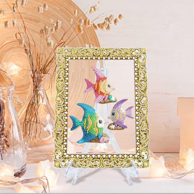 Desktop Decoration Handmade DIY Rabbit Dinosaur Photo Frame Diamond Painting