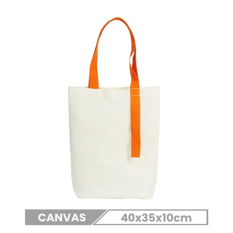 Custom Logo Simple Multicolor Ribbon Canvas Tote Bag