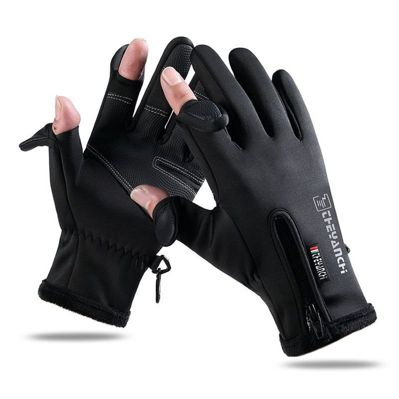 Winter Outdoor Cycling Sports Zipper Touch Screen Windproof Warm Gloves