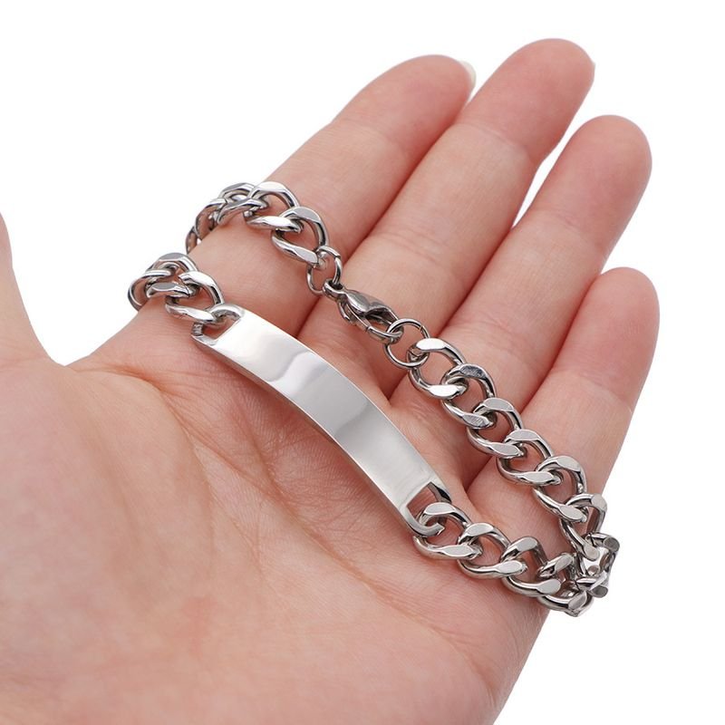 Men Fashion Casual Basic Stainless Steel Hip Hop Bracelet