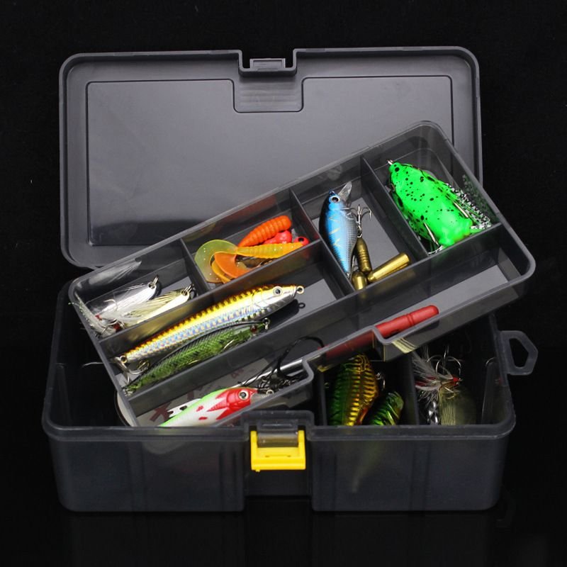 Outdoor Fishing Double Layer Fake Bait Accessories Tool Box Plastic Box