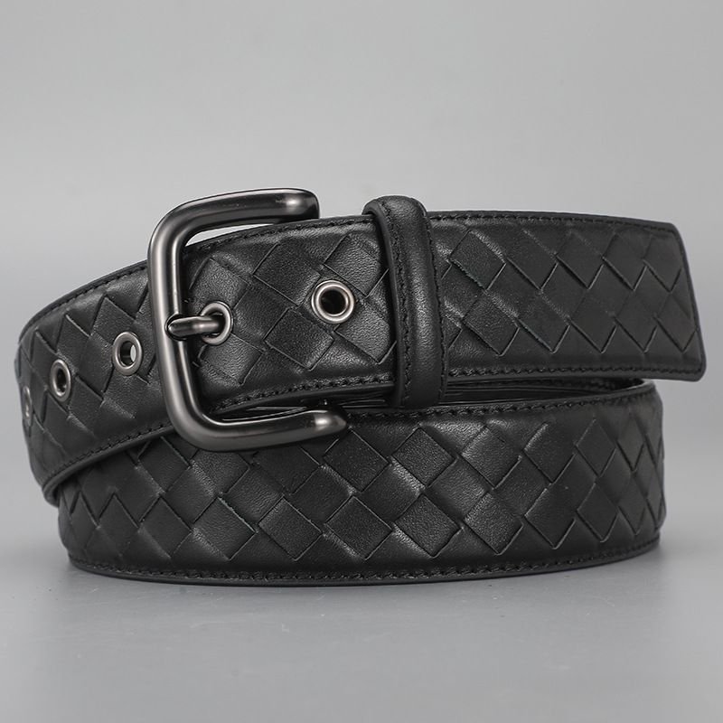 Men Simple Rhomboid Braided Leather Belt