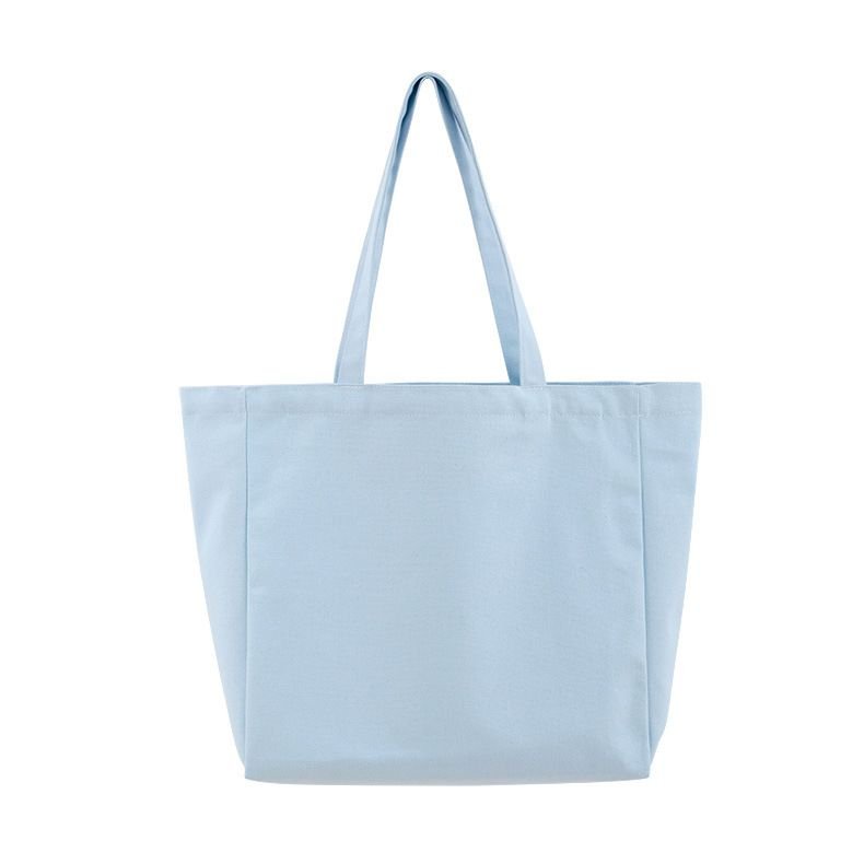 Custom Logo Solid Color Large Capacity Zipper Canvas Tote Bag