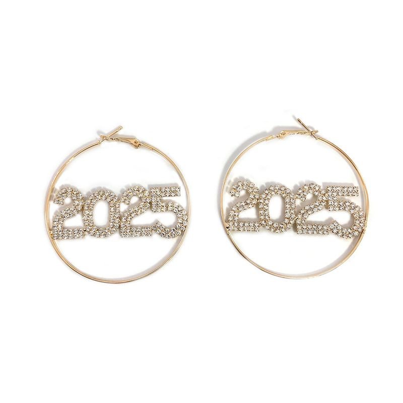 2025 Rhinestone Women New Year Party Hoop Earrings