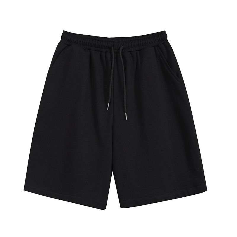 Men Casual Simple Solid Color Mid Waist Tie Loose Shorts