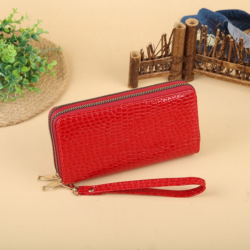 Women Fashion Simple Woven Zipper Long Purses