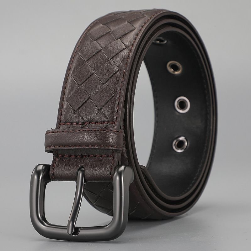 Men Simple Rhomboid Braided Leather Belt