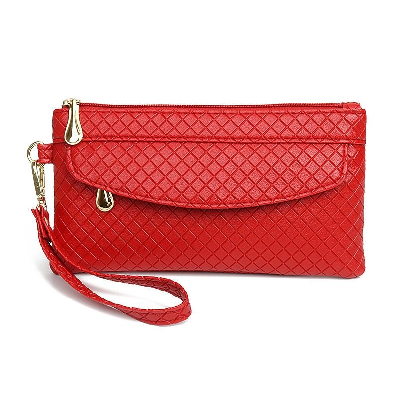 Women Fashion Casual Plaid Zipper Long Purses