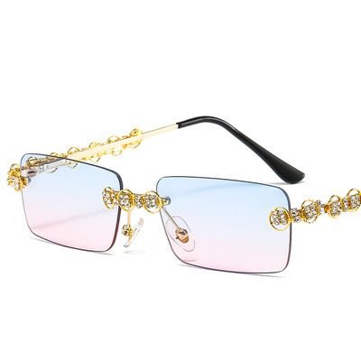 Women Fashion Frameless Marine Leaf Spring Leg Sunglasses