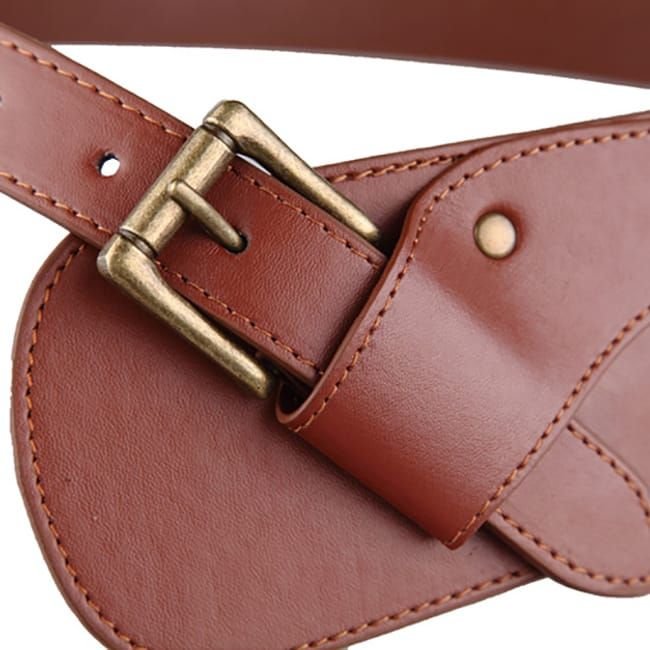 Women Fashion Buckle Design PU Wide Belt