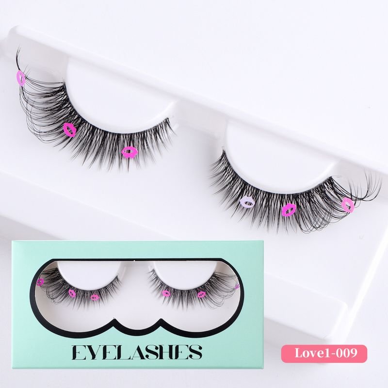 Women Natural Soft Transparent Pedicle Eye Tail Lined Multicolor Sequin False Eyelashes