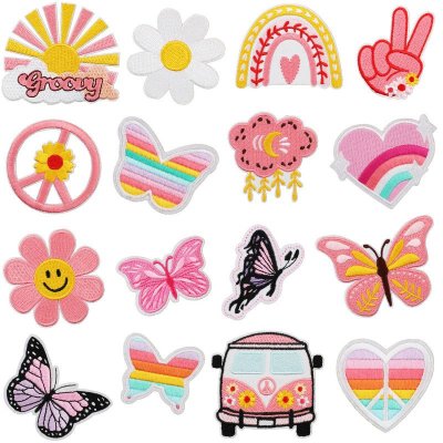 Fashion Butterfly Car Embroidered Cloth Sticker Hot-Melt Adhesive Patch