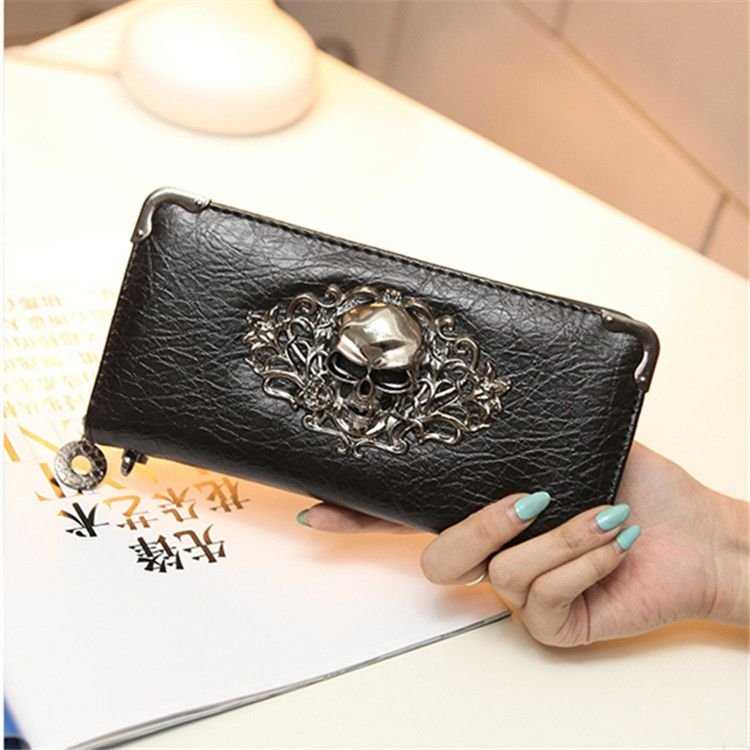 Women Fashion Creative Skull Long Purses