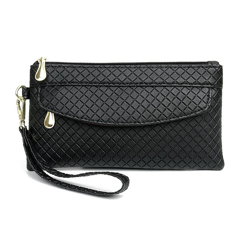Women Fashion Casual Plaid Zipper Long Purses