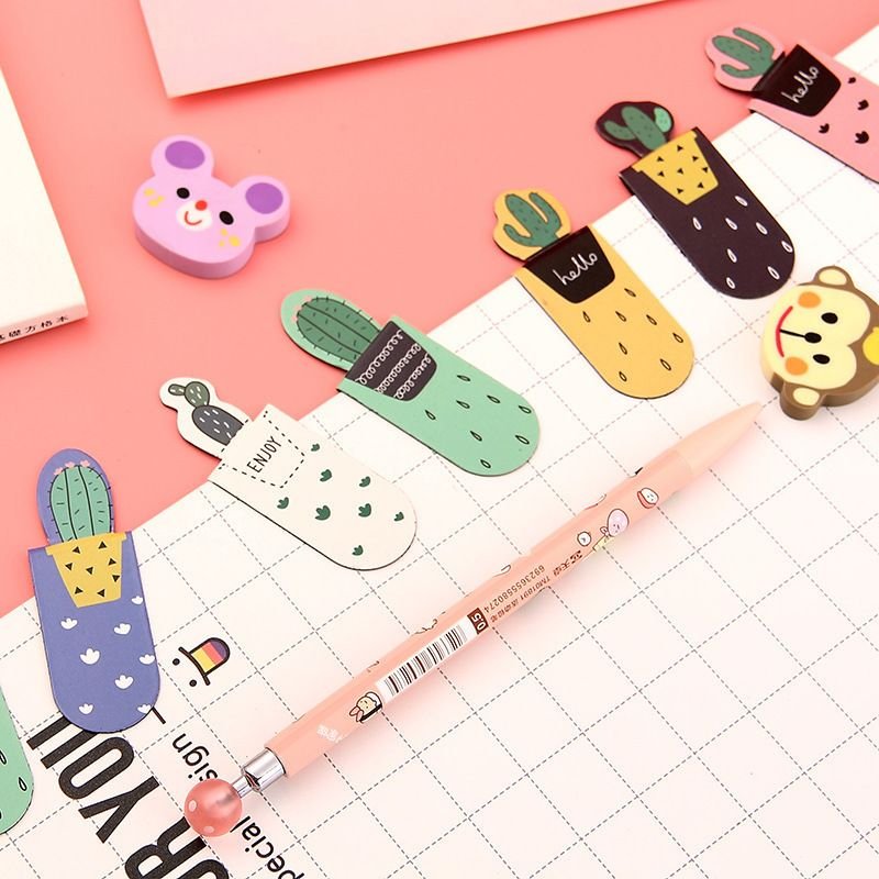 Simple Creative Cactus Magnetic Bookmark 3-Set