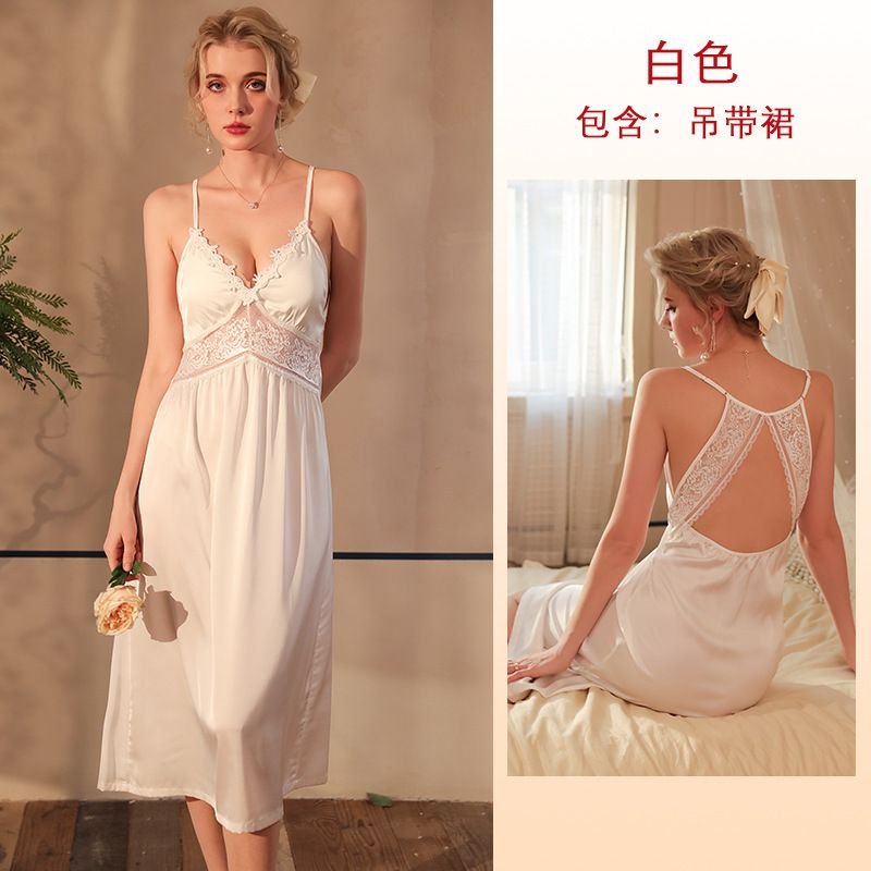 Women Fashion Sexy V-Neck Lace Backless Sleepwear