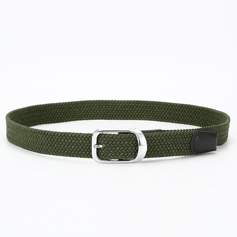 Men Fashion Casual Square Pin Buckle Canvas Woven Belt