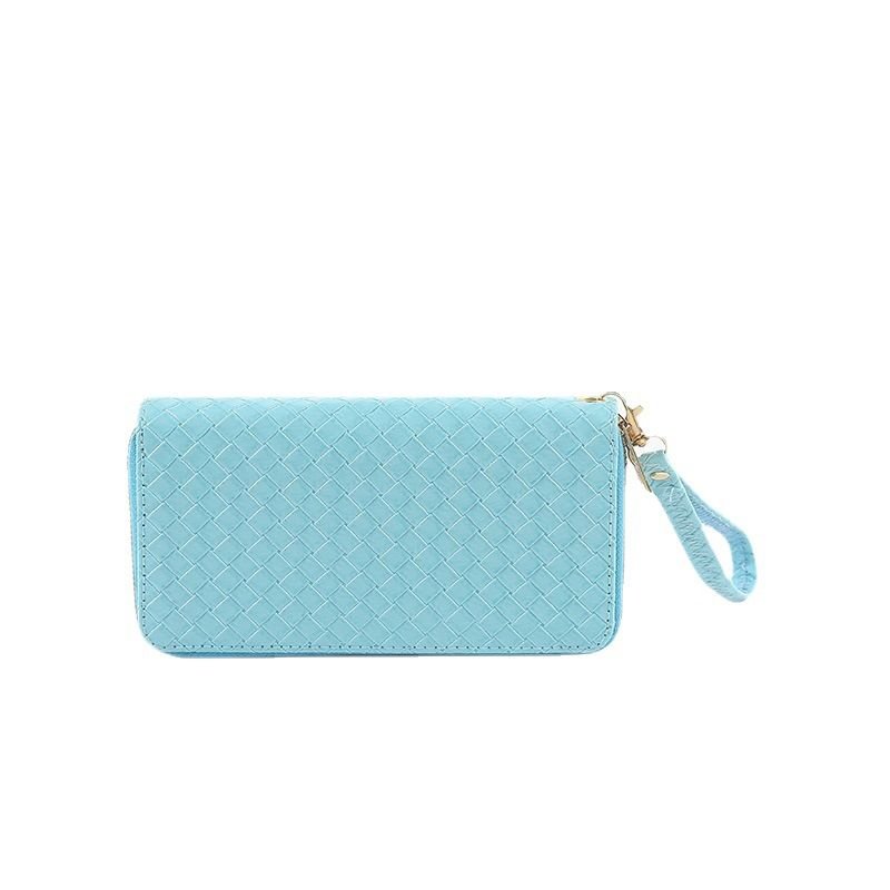 Women Fashion Simple Woven Zipper Long Purses