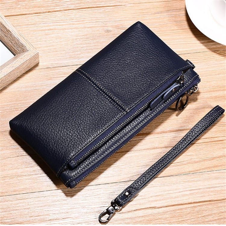 Women Fashion Solid Color Leather Zipper Purse