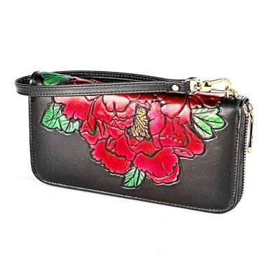 Women Fashion Embossing Decorative Zipper Leather Purse