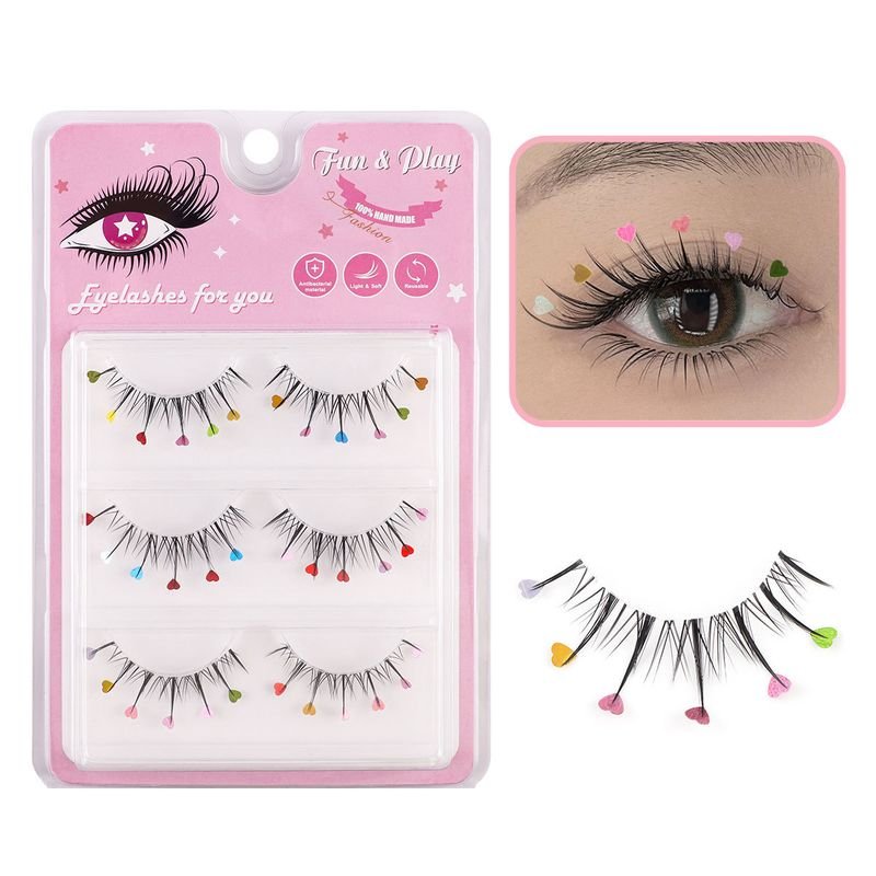 Love Heart Rhinestone Sequins False Eyelashes