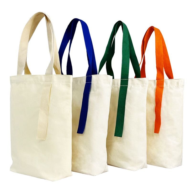 Custom Logo Simple Multicolor Ribbon Canvas Tote Bag