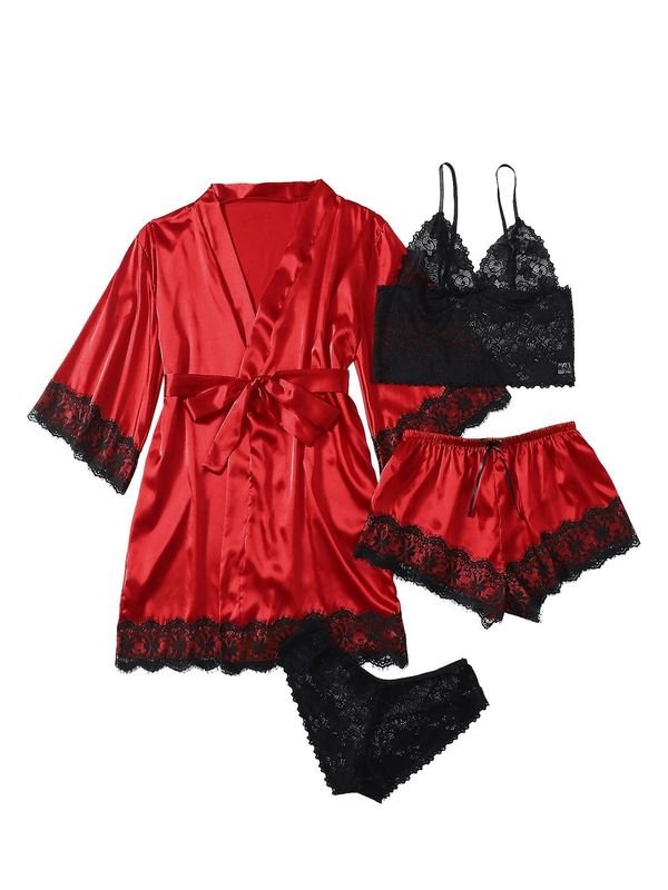 Women Sexy Home Pajamas Four-Piece Set