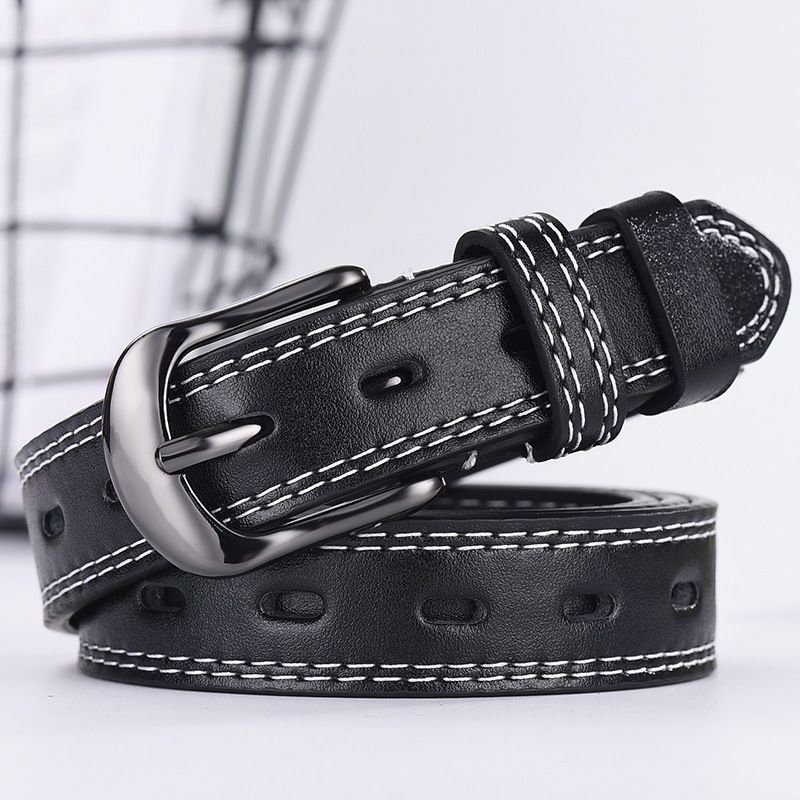 Simple Neutral Double Line Hollow PU Belt