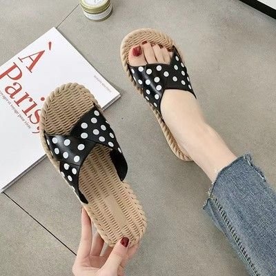 Women Casual Polka Dot Print Flat Slippers