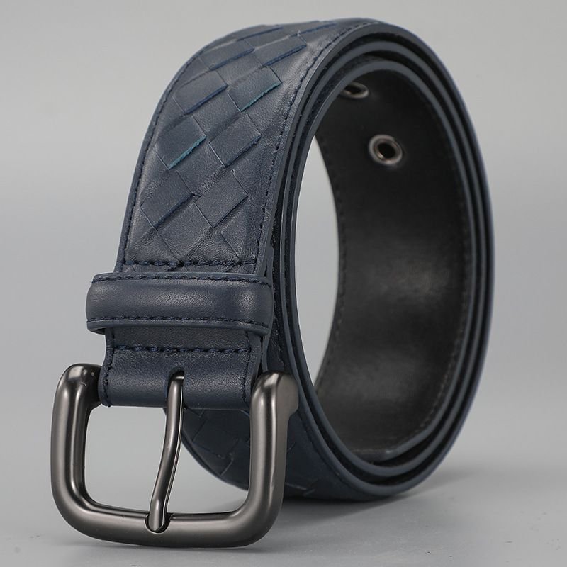 Men Simple Rhomboid Braided Leather Belt