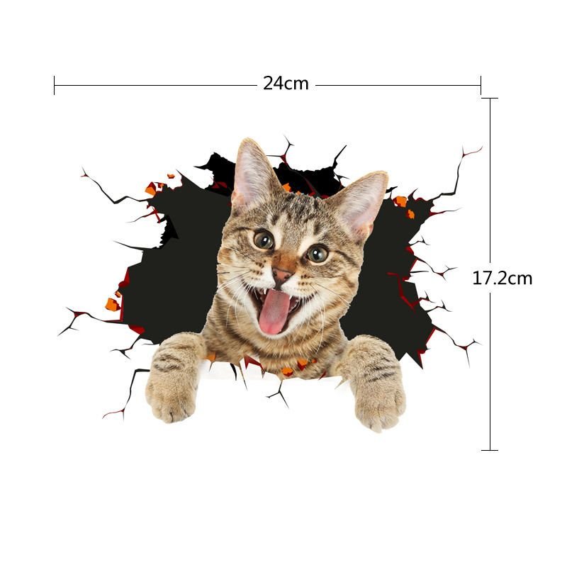 Creative Cartoon 3D Simulation Cute Cat And Dog Scratches Blocking Car Stickers