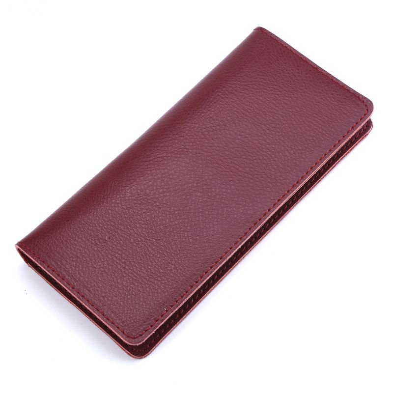 Genuine Leather Simple Women Fashion Solid Color Bifold Purse