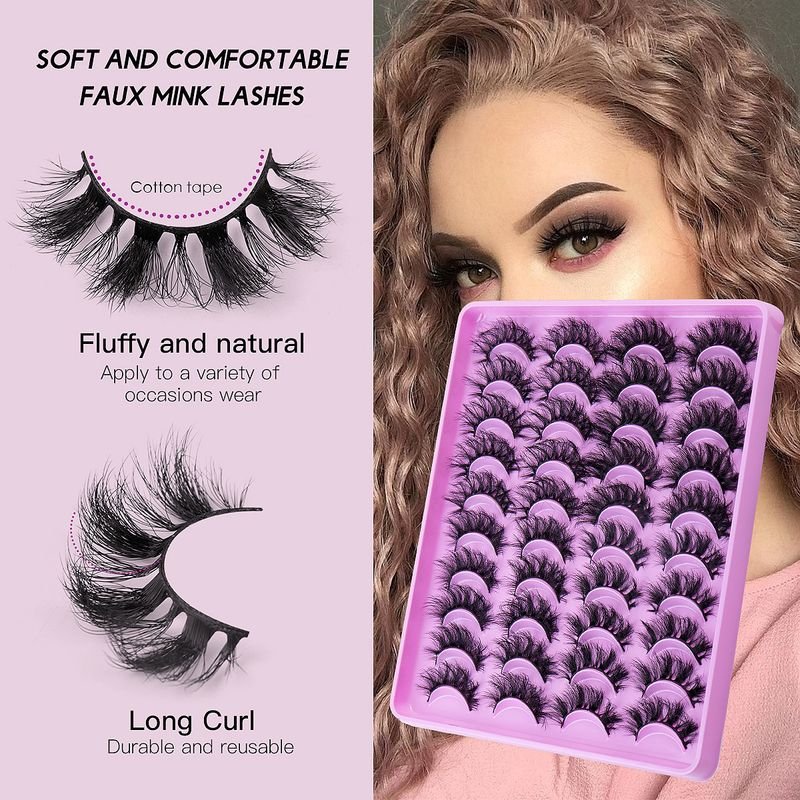 Women Simple Natural Thick Curly 20 Pairs Of Mixed False Eyelashes