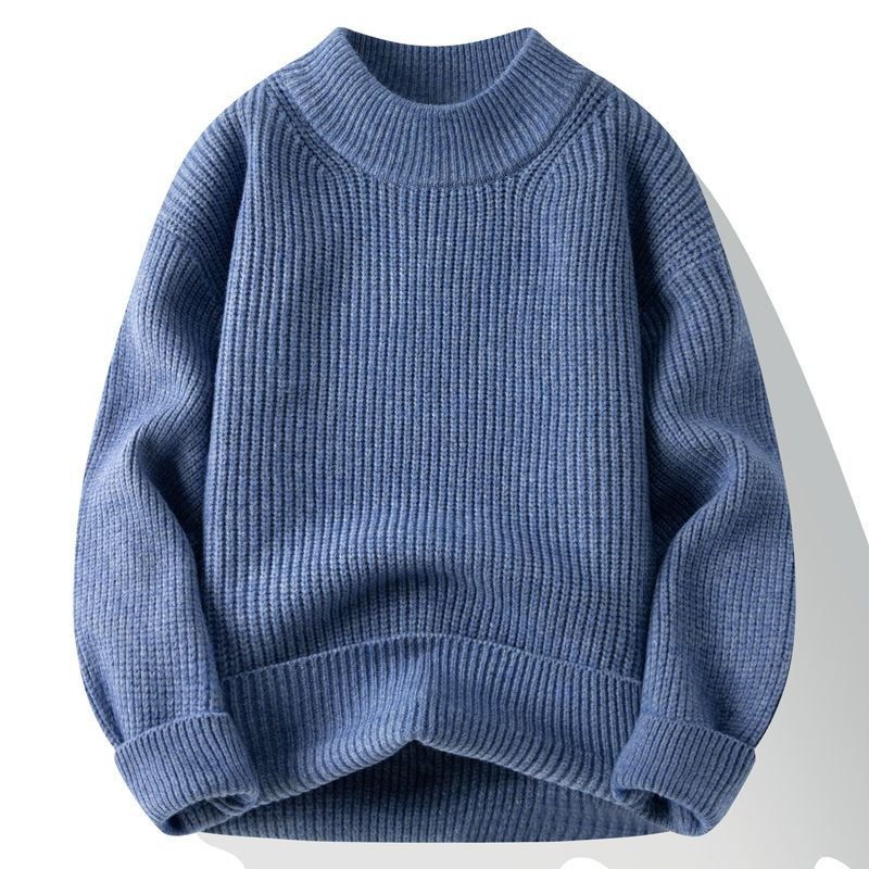 Men Fashion Casual Basic Autumn Winter Solid Color Long Sleeve O Neck Knitted Sweater