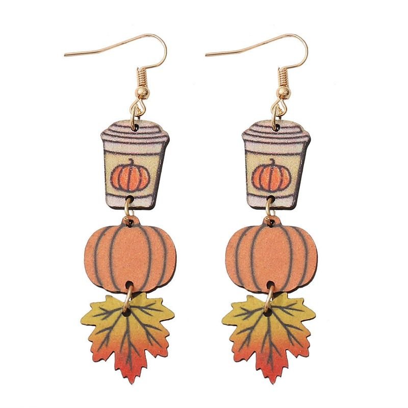 Autumn Thanksgiving Pumpkin Maple Coffee Cup Earrings