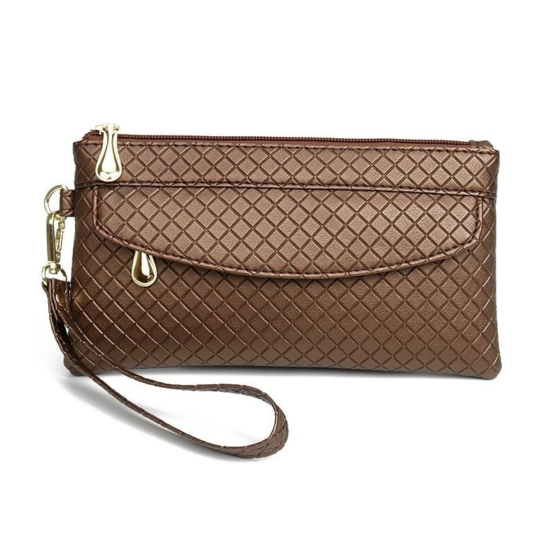 Women Fashion Casual Plaid Zipper Long Purses